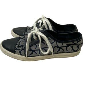 Calvin Klein Merlinda navy sneakers lace up preppy casual leather fabric size 7
